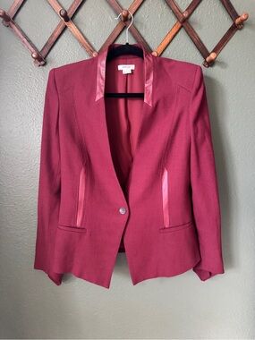 Helmut Lang Wine Red Blazer with Satin Trim
